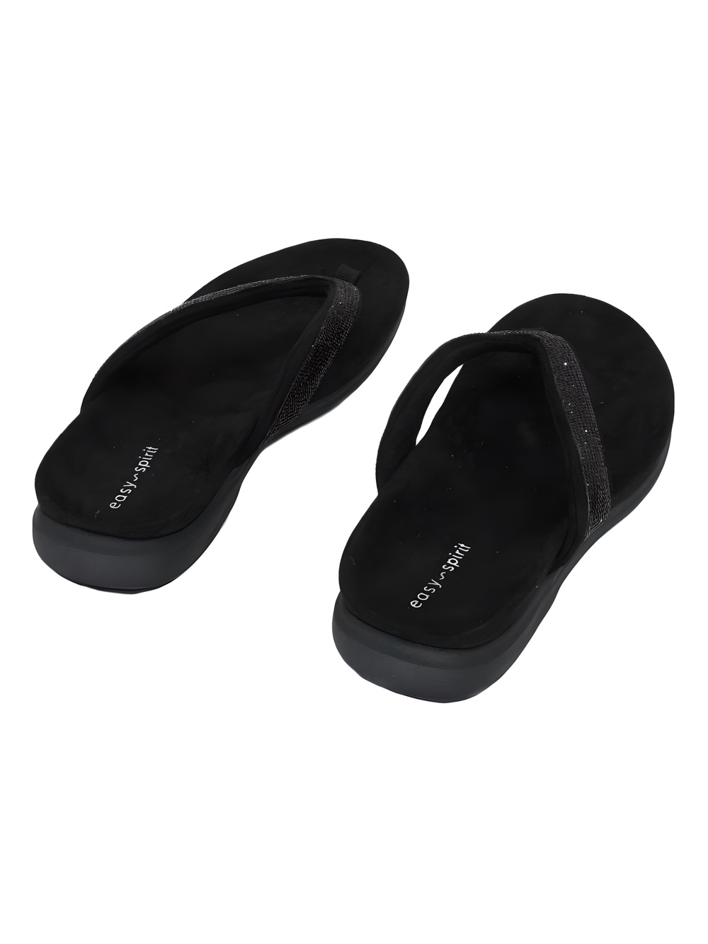 Easy Spirit Womens Wendi Embellished Black Rhinestone Thong Sandals Size 8M - Picture 4 of 6